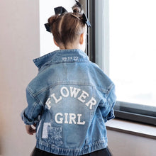 Load image into Gallery viewer, custom made bridal denim jacket for flower girls - wifey mrs denim jacket