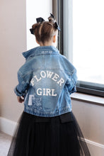 Load image into Gallery viewer, custom made bridal denim jacket for flower girls - wifey mrs denim jacket