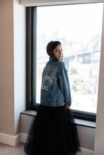 Load image into Gallery viewer, custom made bridal denim jacket for flower girls - wifey mrs denim jacket