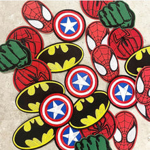 Load image into Gallery viewer, Custom made denim jacket personalised with superhero patches and name