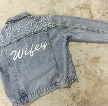 Load image into Gallery viewer, Personalised WIFEY Embroidered Pearl Denim Jacket
