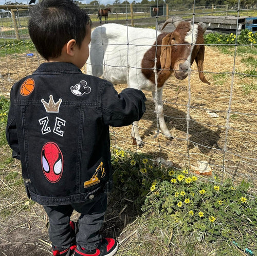 Boys custom made patch personalised jacket perfect gift one of a kind keepsake