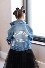 Load image into Gallery viewer, custom made bridal denim jacket for flower girls - wifey mrs denim jacket
