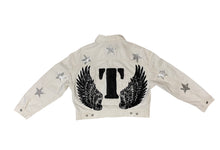 Load image into Gallery viewer, personalised custom made denim jacket with angel wings
