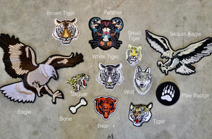 Large eagle, white tiger patch, wolf iron on patch, jaguar iron on patch, tiger iron on patch, sequin panther, patch sequin eagle patch. Personalised patch jacket